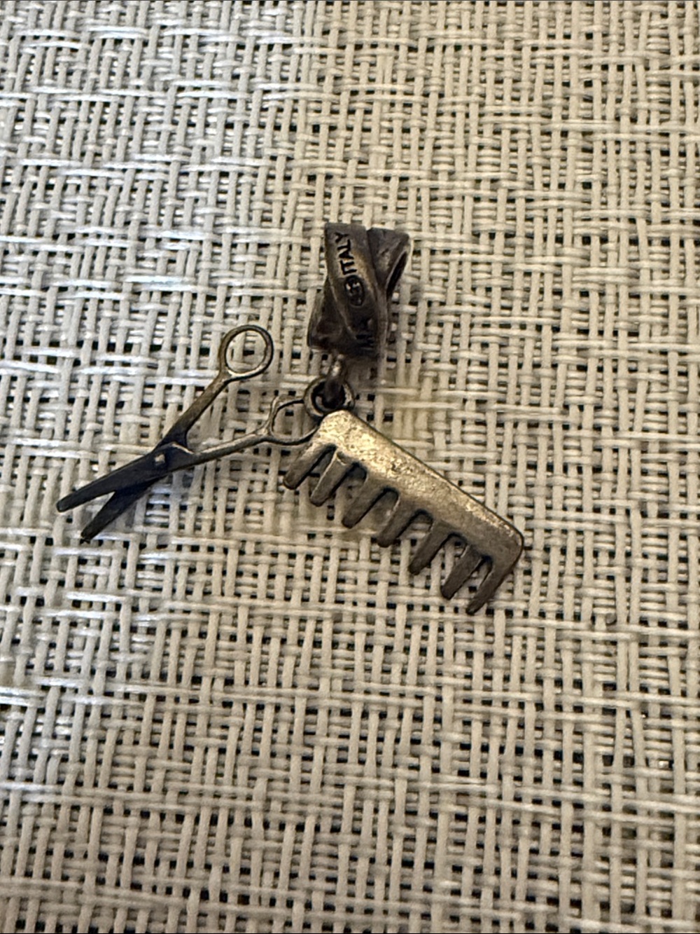 Charm bracelet charm  Scissors & Comb Charm Pendant - Silver